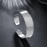 925 Silver Multi-Line Bracelet Bangle Gift