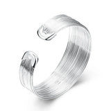 925 Silver Multi-Line Bracelet Bangle Gift