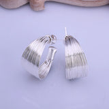 925 Silver Multi-Line Hoop Earrings Wedding Jewelry