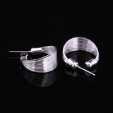 925 Silver Multi-Line Hoop Earrings Wedding Jewelry