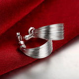 925 Silver Multi-Line Hoop Earrings Wedding Jewelry