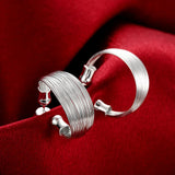 925 Silver Multi-Line Hoop Earrings Wedding Jewelry