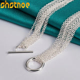 925 Silver Heart Pendant Necklace 18 Inch Chain for Women Men