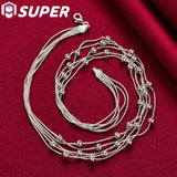 925 Silver Snake Chain Beads Necklace Wedding Party Charm Jewelry