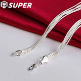 925 Silver Snake Chain Beads Necklace Wedding Party Charm Jewelry