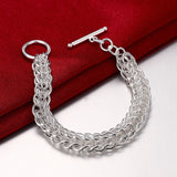 925 Silver Multi-circle Chain Bracelet Wedding Birthday Gift
