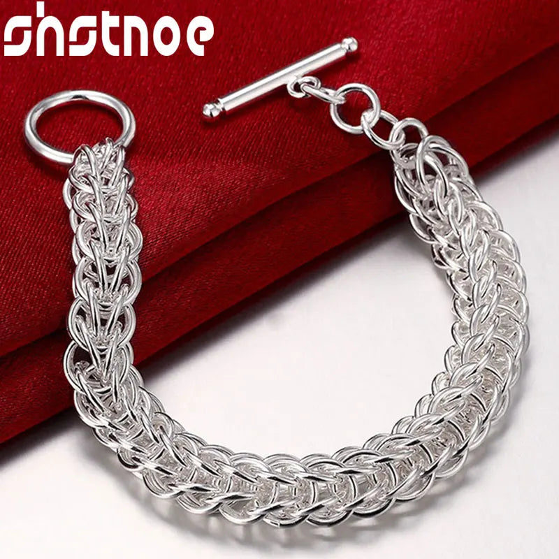 925 Silver Multi-circle Chain Bracelet Wedding Birthday Gift