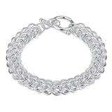 925 Silver Multi-circle Chain Bracelet Wedding Birthday Gift