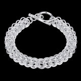 925 Silver Multi-circle Chain Bracelet Wedding Birthday Gift