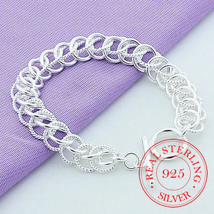 925 Silver Multi-circle Chain Bracelet Charm Wedding Jewelry