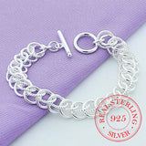 925 Silver Multi-circle Chain Bracelet Charm Wedding Jewelry