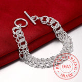 925 Silver Multi-circle Chain Bracelet Charm Wedding Jewelry