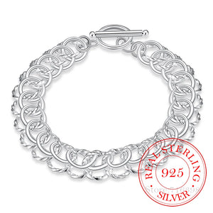 925 Silver Multi-circle Chain Bracelet Charm Wedding Jewelry