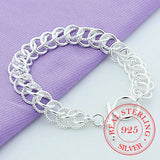 925 Silver Multi-circle Chain Bracelet Charm Wedding Jewelry