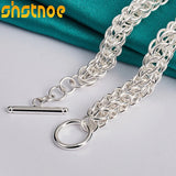 925 Silver Multi-circle OT Buckle 18" Chain Necklace
