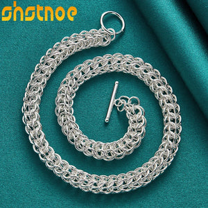 925 Silver Multi-circle OT Buckle 18" Chain Necklace