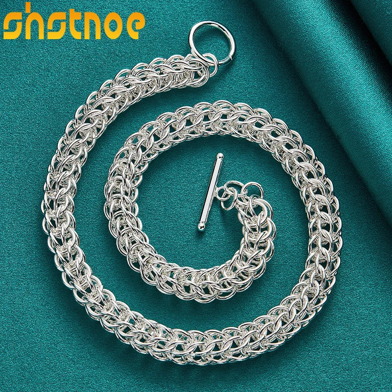925 Silver Multi-circle OT Buckle 18" Chain Necklace