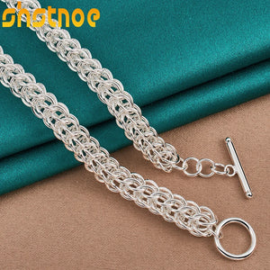 925 Silver Multi-circle OT Buckle 18" Chain Necklace