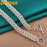925 Silver Multi-circle OT Buckle 18" Chain Necklace