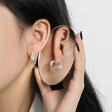 925 Silver Multi-layer Hoop Earrings Modern Gift For Women