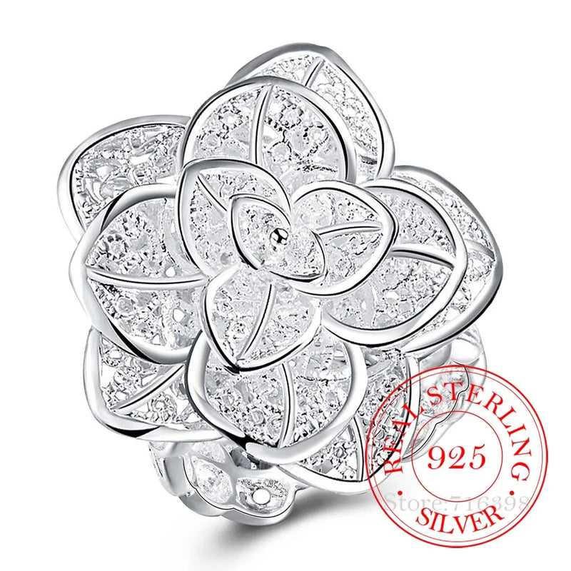 925 Silver Multi-layer Rose Flower Thumb Rings for Women
