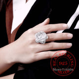 925 Silver Multi-layer Rose Flower Thumb Rings for Women