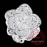 925 Silver Multi-layer Rose Flower Thumb Rings for Women