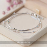925 Silver 3ROWS & Lucky Ball Beads Snake Bone Chain Bracelet LS125