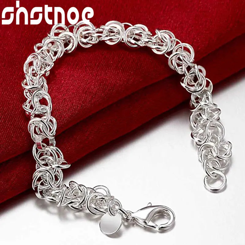925 Silver Multi-ring Chain Bracelet Women Wedding Party Gift