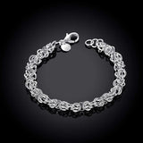 925 Silver Multi-ring Chain Bracelet Women Wedding Party Gift