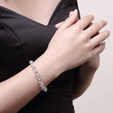 925 Silver Multi-ring Chain Bracelet Women Wedding Party Gift