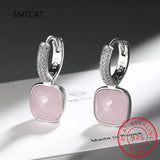 925 Silver Multicolor Square Earrings AAAAA Zircon Circle Earrings