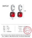 925 Silver Multicolor Square Earrings AAAAA Zircon Circle Earrings