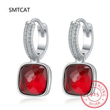 925 Silver Multicolor Square Earrings AAAAA Zircon Circle Earrings
