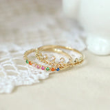 925 Silver Multicolor Zircon Crown Ring Women 14k Plated Jewelry