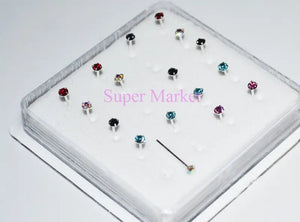 925 Sterling Silver Multicolour Earring Stud Nail Ear Ring Nail 40pcs