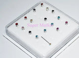 925 Sterling Silver Multicolour Earring Stud Nail Ear Ring Nail 40pcs