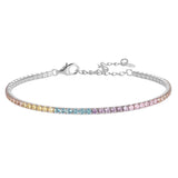925 Silver Multicoloured Tennis Bracelet Platinum Plated CZ Fine Jewelry