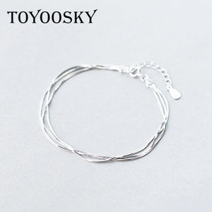 925 Silver Snake Bone Bracelet Layer Chain Women Hand Accessories