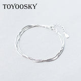 925 Silver Snake Bone Bracelet Layer Chain Women Hand Accessories