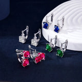 925 Silver CZ Zircon Crystal Square Hoop Earrings for Women