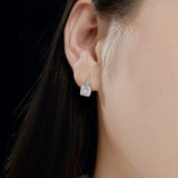 925 Silver CZ Zircon Crystal Square Hoop Earrings for Women