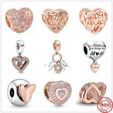 925 Silver Mum Letters Dangle Charm Heart Clip Beads Fit Bracelet Jewelry
