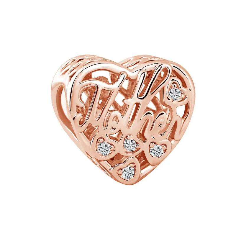 925 Silver Mum Letters Dangle Charm Heart Clip Beads Fit Bracelet Jewelry