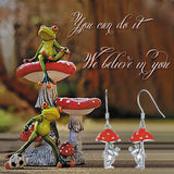 925-Sterling-Silver Mushroom Frog Dangle Earrings - Emerald Drop Jewelry
