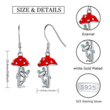 925-Sterling-Silver Mushroom Frog Dangle Earrings - Emerald Drop Jewelry