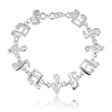 925 Silver Music Symbol Chain Bracelet Party Wedding Jewelry