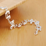 925 Silver Music Symbol Chain Bracelet Party Wedding Jewelry