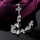 925 Silver Music Symbol Chain Bracelet Party Wedding Jewelry