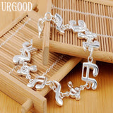 925 Silver Music Symbol Chain Bracelet Party Wedding Jewelry